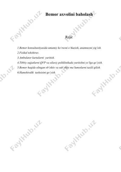 bemor axvolini baholash — DOCX