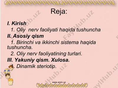 oliy nerv faoliyati — PPT