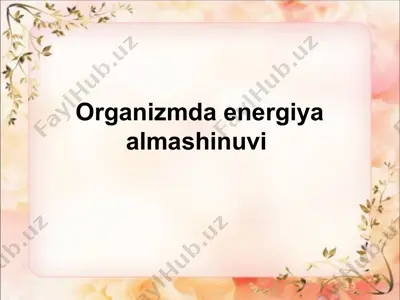 organizmda energiya almashinuvi — PPT