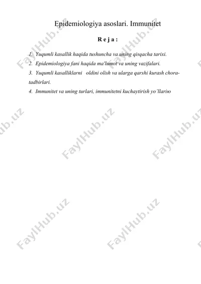epidemiologiya asoslari. immunitet — DOC