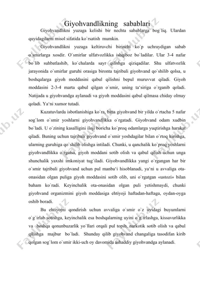 giyohvandlikning sabablari — DOC