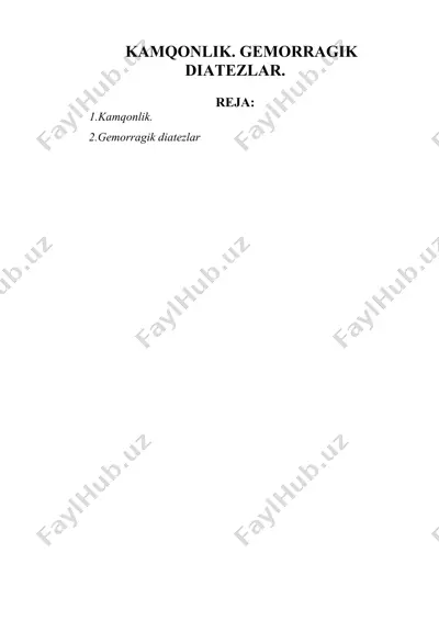 kamqonlik. gemorragik diatezlar. — DOC