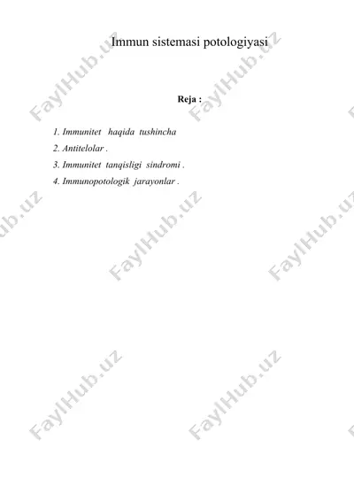 immun sistemasi potologiyasi — DOC