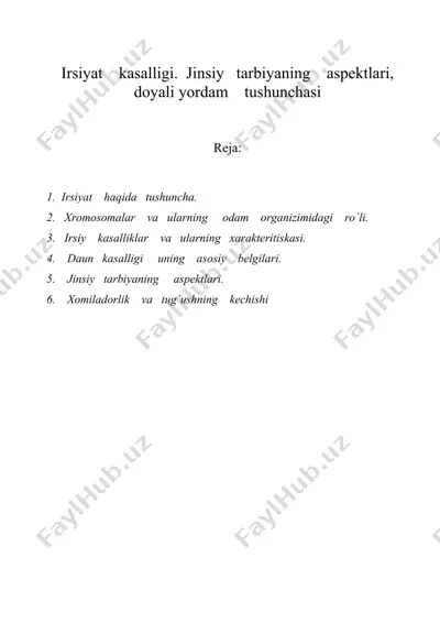 irsiyat kasalligi. jinsiy tarbiyaning aspektlari, doyali yordam tushunchasi — DOC