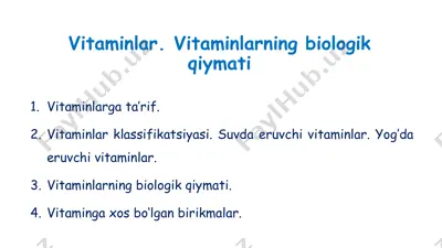 vitaminlar. vitaminlarning biologik qiymati — PPTX