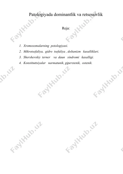 patologiyada dominantlik va retsessivlik — DOC