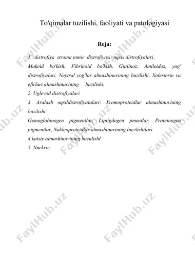 to'qimalar tuzilishi, faoliyati va patologiyasi — DOC