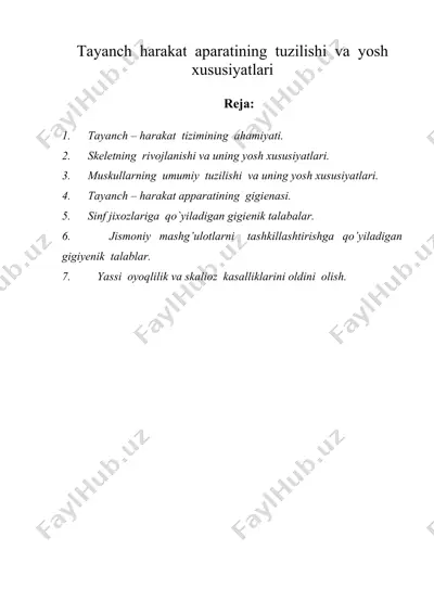 tayanch harakat aparatining tuzilishi va yosh xususiyatlari — DOC