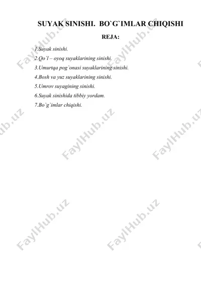 suyak sinishi. bo'g'imlar chiqishi — DOC
