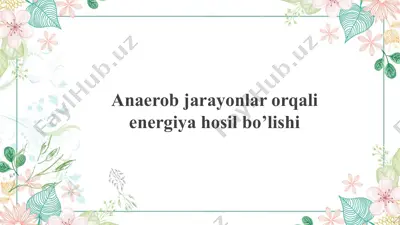 anaerob jarayonlar orqali energiya hosil bo’lishi — PPTX