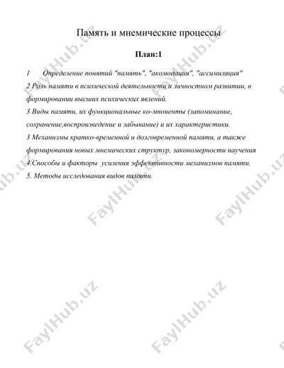 память и мнемические процессы — DOC