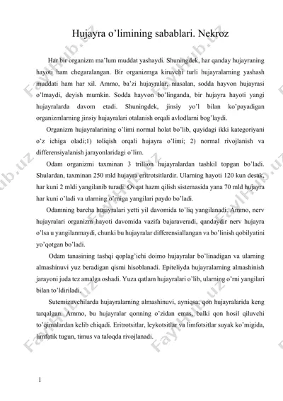 hujayra o’limining sabablari. nekroz — DOCX
