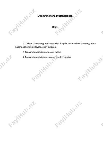 odamning tana mutanosibligi — DOC