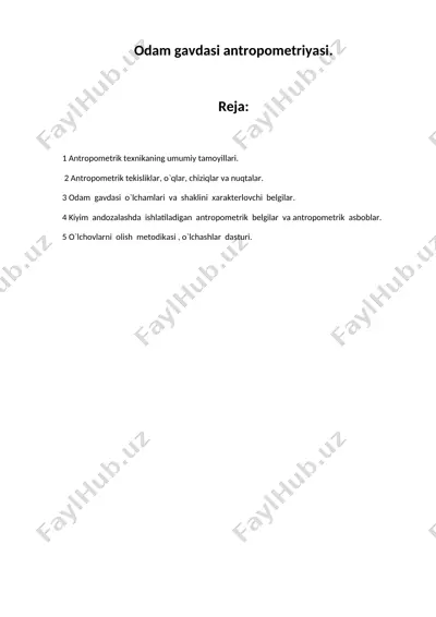 odam gavdasi antropometriyasi — DOC