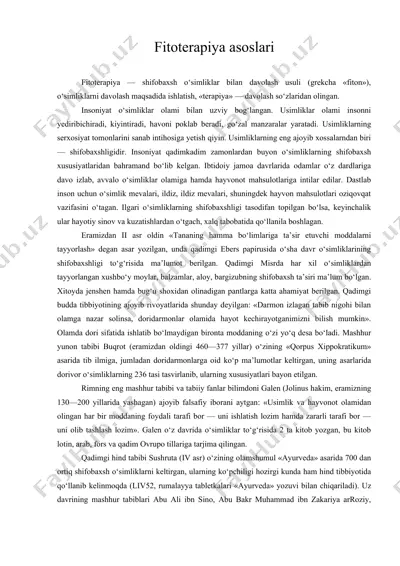 fitoterapiya asoslari — DOC