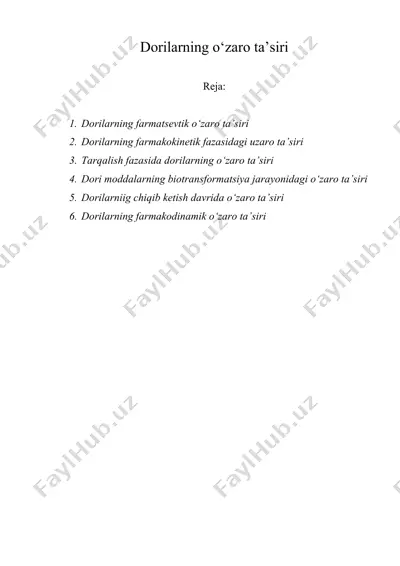 dorilarning o‘zaro ta’siri — DOC