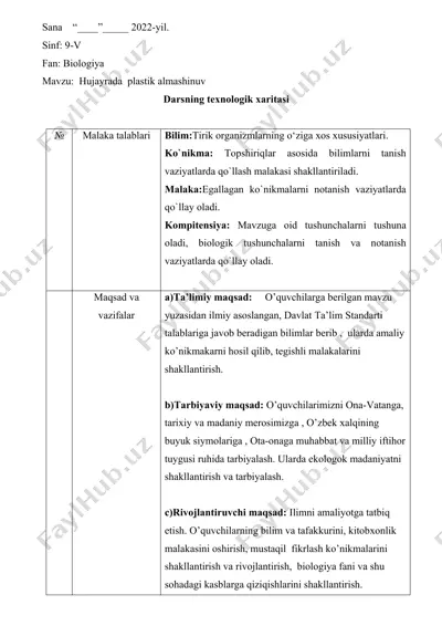 hujayrada plastik almashinuv — DOCX