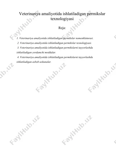 vеtеrinariya amaliyotida ishlatiladigan pеrmikslar tеxnologiyasi — DOC