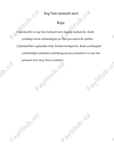 sog‘lom turmush tarzi — DOCX