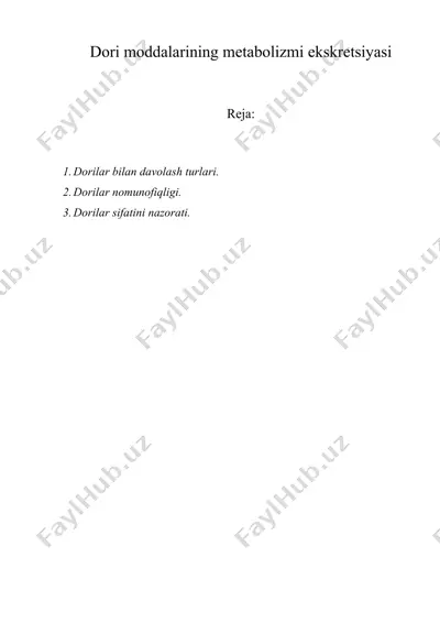dori moddalarining mеtabolizmi ekskrеtsiyasi — DOC