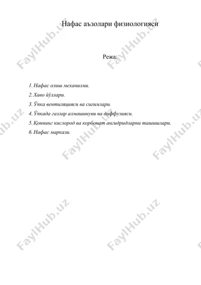 нафас аъзолари физиологияси — DOC