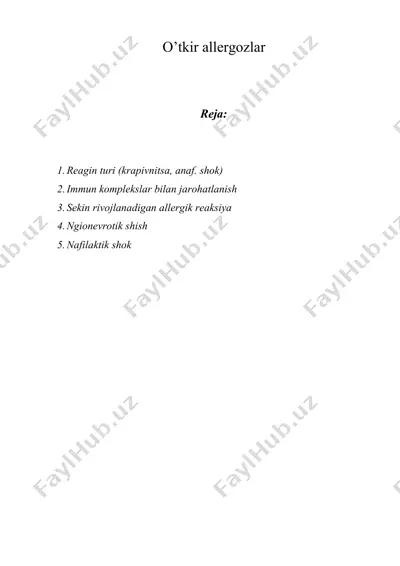 o’tkir allergozlar — DOCX