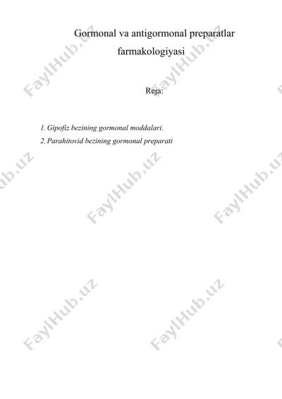 gormonal va antigormonal preparatlar farmakologiyasi — DOC