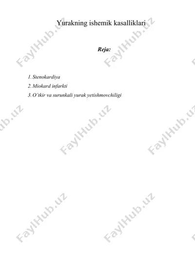 yurakning ishemik kasalliklari — DOCX