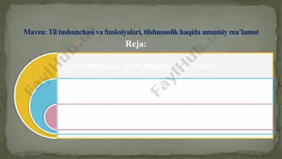 til tushunchasi va funksiyalari, tilshunoslik haqida umumiy ma’lumot — PPTX