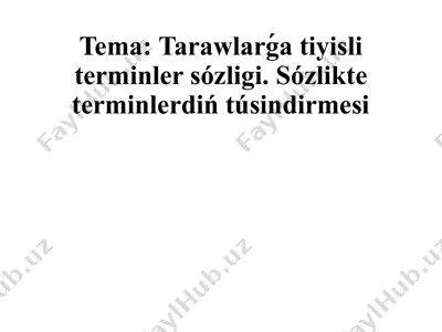 tarawlarǵa tiyisli terminler sózligi. sózlikte terminlerdiń túsindirmesi — PPTX