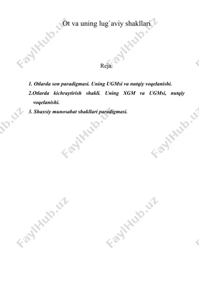 ot va uning lug'aviy shakllari — DOC