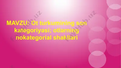 ot turkumining son kategoriyasi; otlarning nokategorial shakllari — PPTX