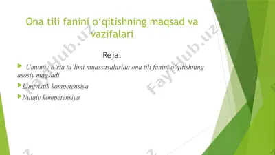 ona tili fanini o‘qitishning maqsad va vazifalari — PPTX