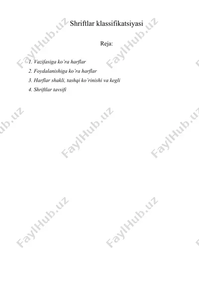 shriftlаr klаssifikаtsiyаsi — DOCX