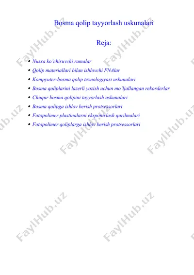 bosma qolip tayyorlash uskunalari — DOCX