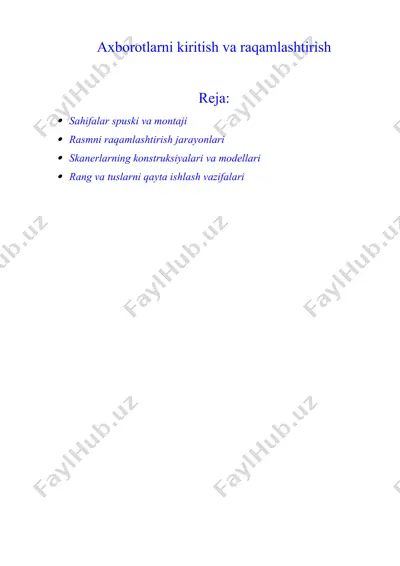 axborotlarni kiritish va raqamlashtirish — DOCX