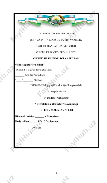 o‘zbek tilida fitonimlar — DOCX