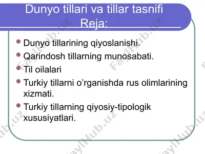 dunyo tillari va tillar tasnifi — PPT