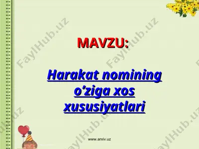 harakat nomining o’ziga xos xususiyatlari — PPT