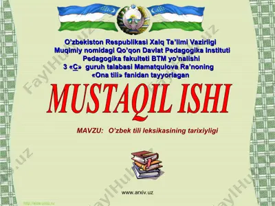 o’zbek tili leksikasining tarixiyligi — PPT