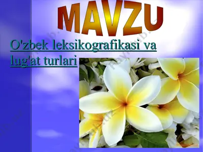 o\\'zbek leksikografikasi va lug\\'at turlari — PPT