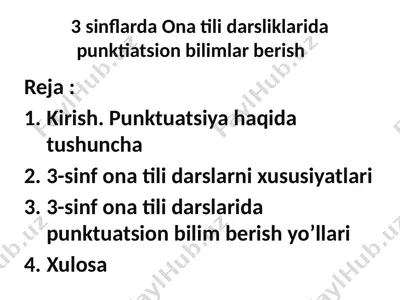 3 sinflarda ona tili darsliklarida punktiatsion bilimlar berish — PPTX