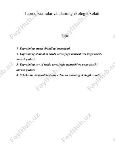 tuproq zaxiralar va ularning ekologik xolati — DOC