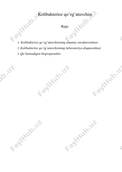 kolibakterioz qo’zg’atuvchisi — DOCX