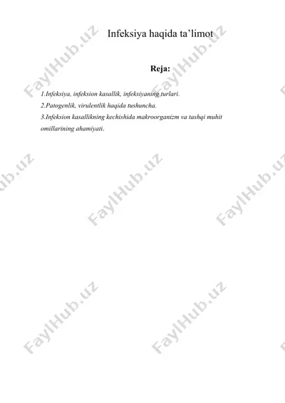 infeksiya haqida ta’limot — DOCX