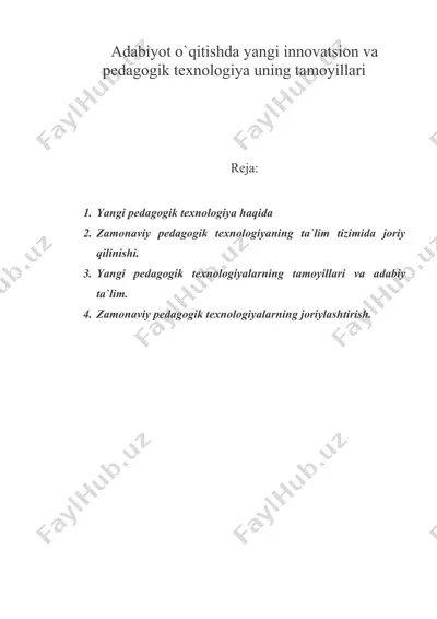 adabiyot o`qitishda yangi innovatsion va pedagogik texnologiya uning tamoyillari — DOC