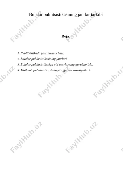 bоlаlаr publitsistikаsining jаnrlаr tаrkibi — DOC
