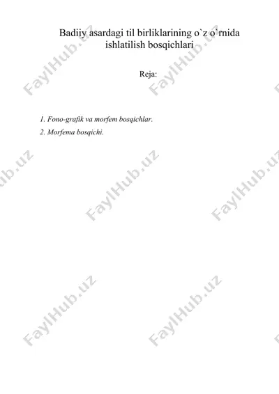 badiiy asardagi til birliklarining o`z o`rnida ishlatilish bosqichlari — DOC