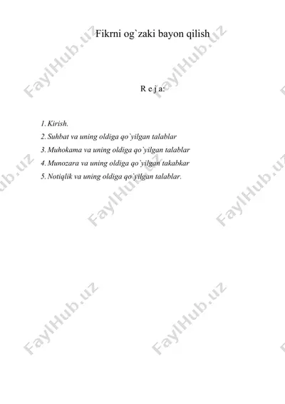 fikrni og`zaki bayon qilish — DOC