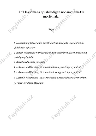 fe'l leksemaga qo‘shiladigan noparadigmaтik morfemalar — DOC
